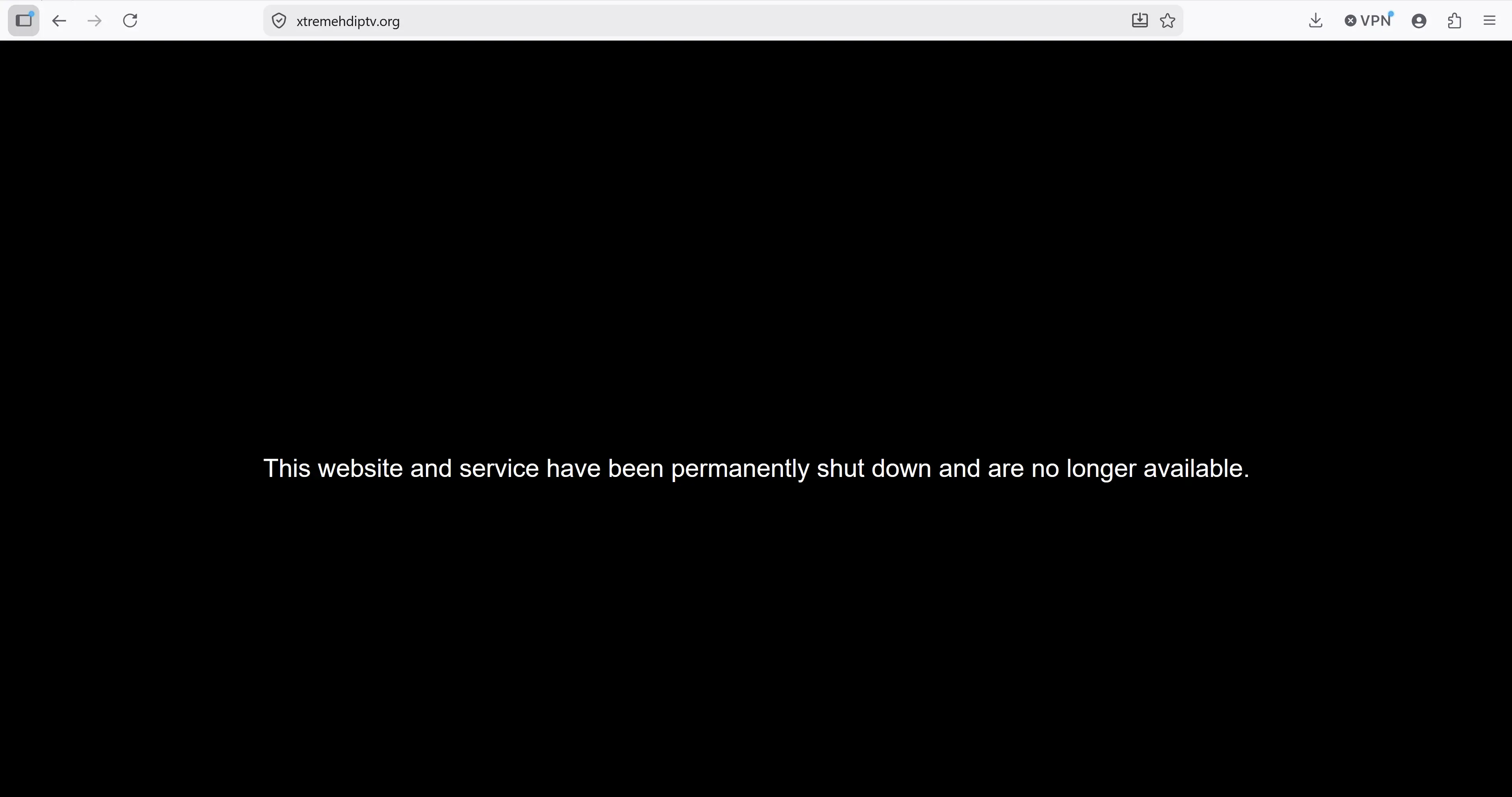 Current message on the original XtremeHDIPTV.org website after shutdown